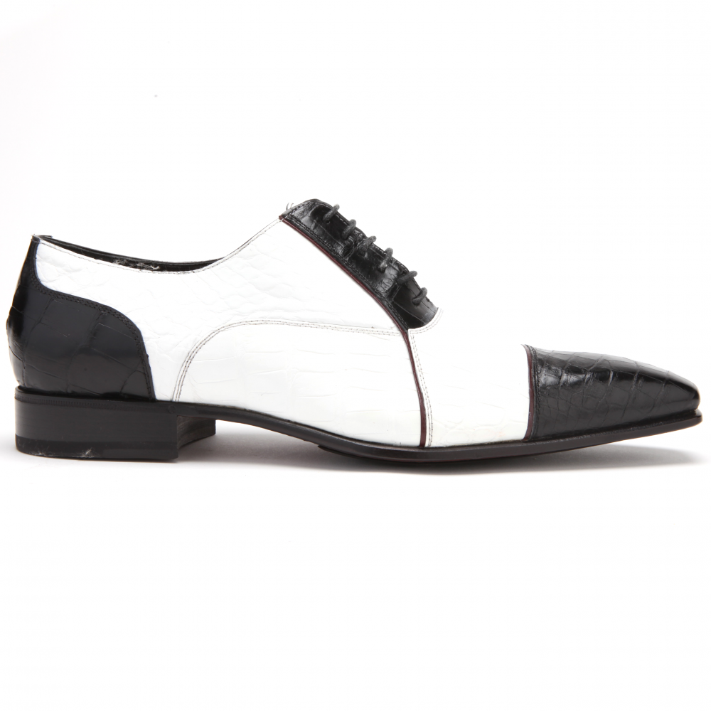 Caporicci 201 Genuine Alligator Spectator Shoes Black / White