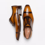 Mezlan Calfskin Folded-Seam Oxfords Cognac (E20245)