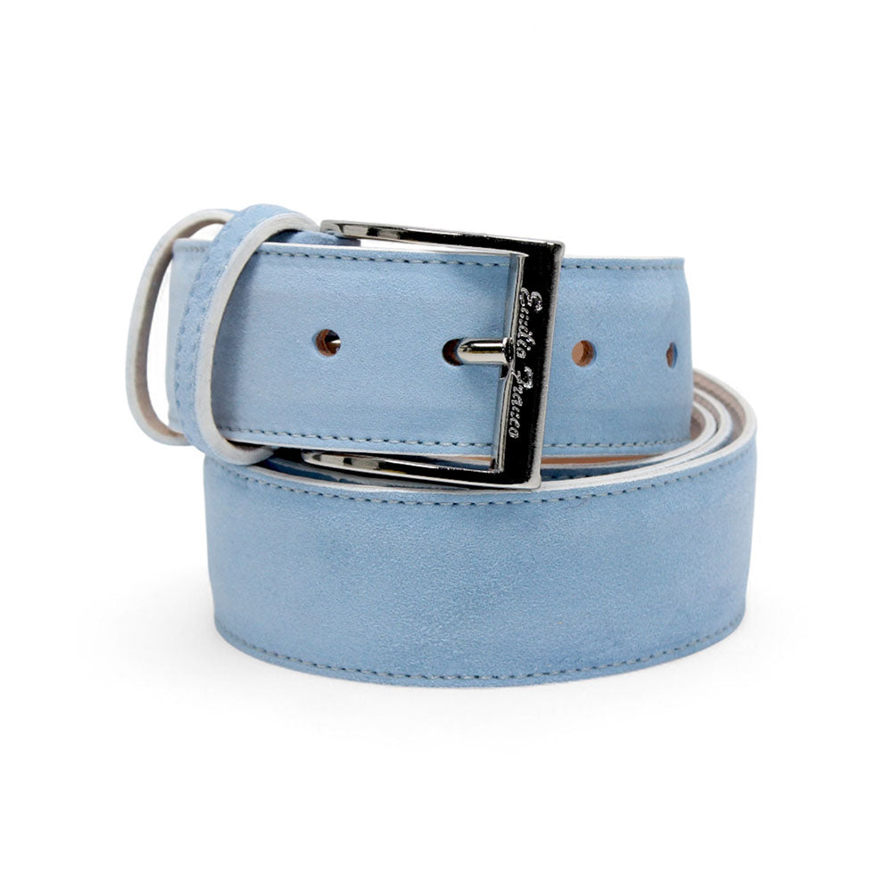 Emilio Franco Couture 202 Suede Belt Light Blue