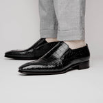 Caporicci 203 Alligator Split Toe Loafers Black