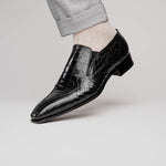 Caporicci 203 Alligator Split Toe Loafers Black