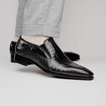 Caporicci 203 Alligator Split Toe Loafers Black