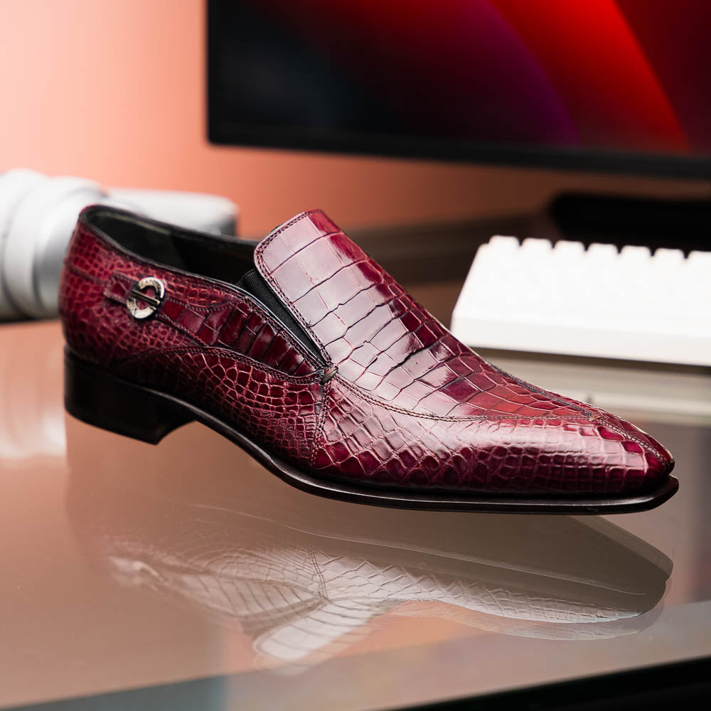 Caporicci 203 Alligator Split Toe Loafers Burgundy
