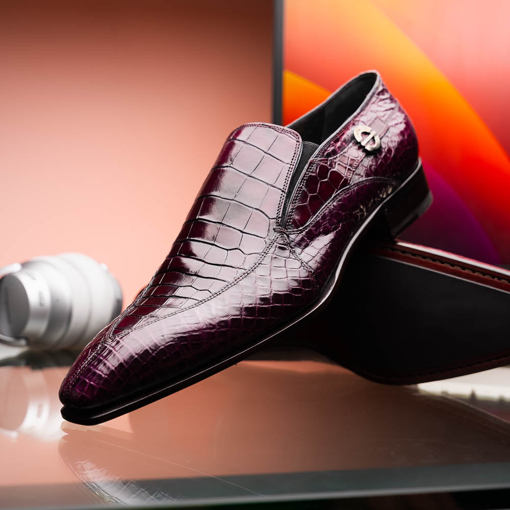 Caporicci 203 Alligator Split Toe Loafers Burgundy