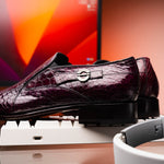 Caporicci 203 Alligator Split Toe Loafers Burgundy