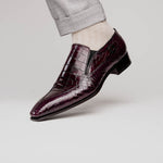 Caporicci 203 Alligator Split Toe Loafers Burgundy