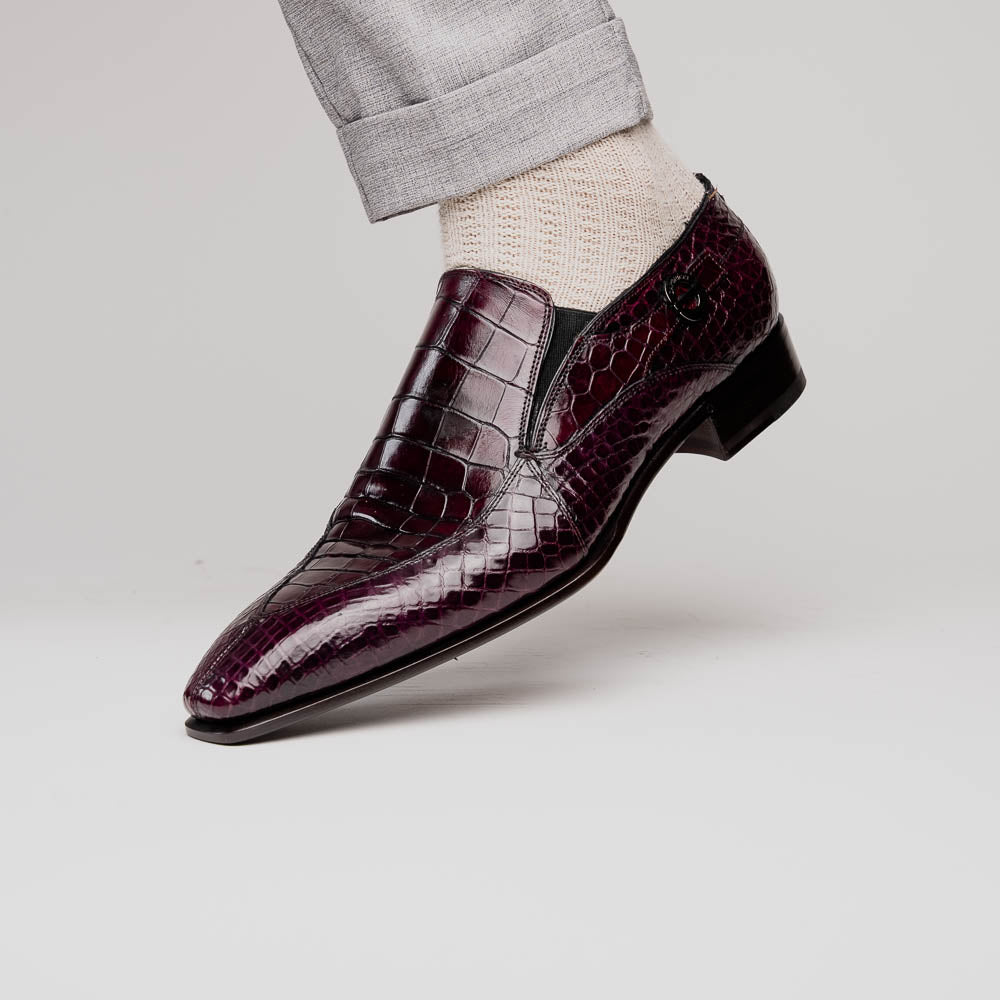 Caporicci 203 Alligator Split Toe Loafers Burgundy