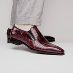 Caporicci 203 Alligator Split Toe Loafers Burgundy