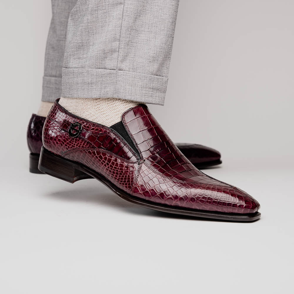 Caporicci 203 Alligator Split Toe Loafers Burgundy