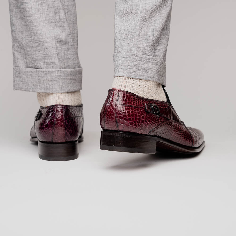 Caporicci 203 Alligator Split Toe Loafers Burgundy