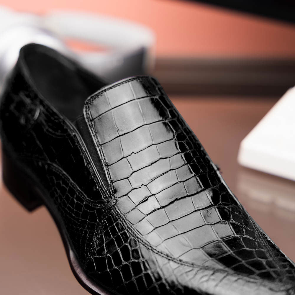 Caporicci 203 Alligator Split Toe Loafers Black