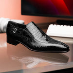 Caporicci 203 Alligator Split Toe Loafers Black