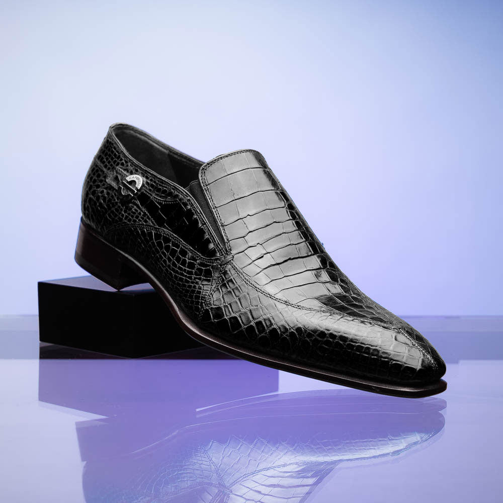 Caporicci 203 Alligator Split Toe Loafers Black
