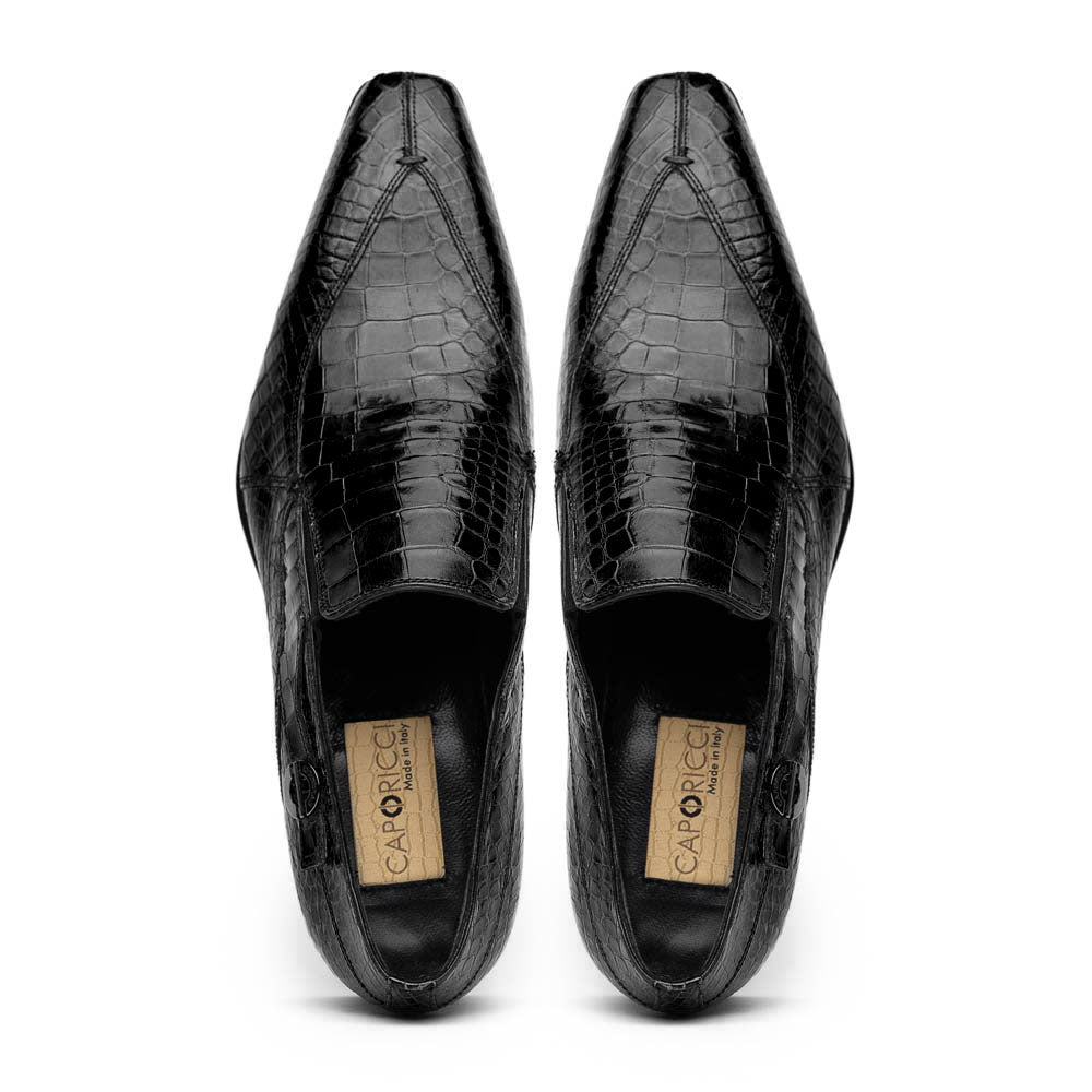 Caporicci 203 Alligator Split Toe Loafers Black