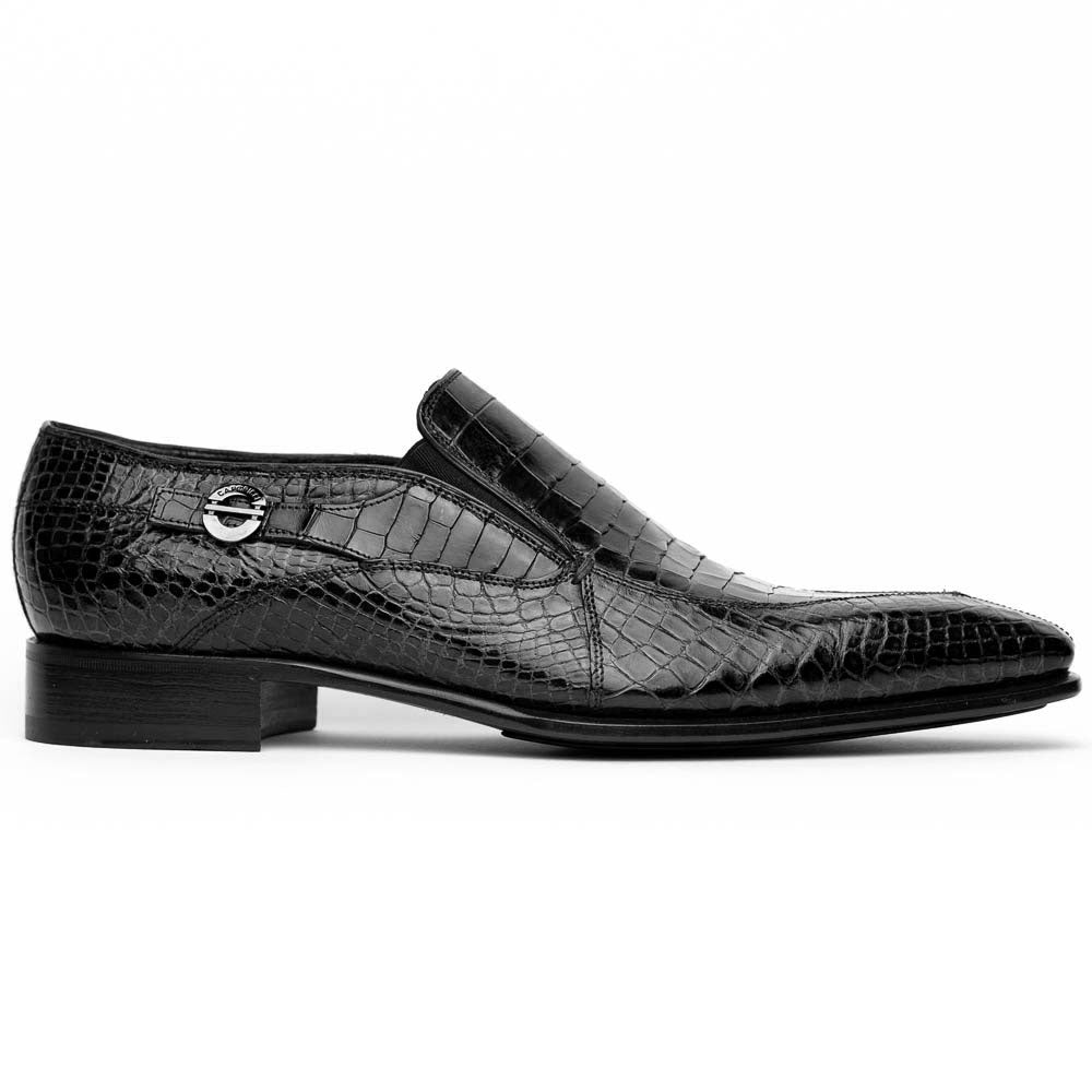 Caporicci 203 Alligator Split Toe Loafers Black