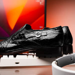 Caporicci 203 Alligator Split Toe Loafers Black