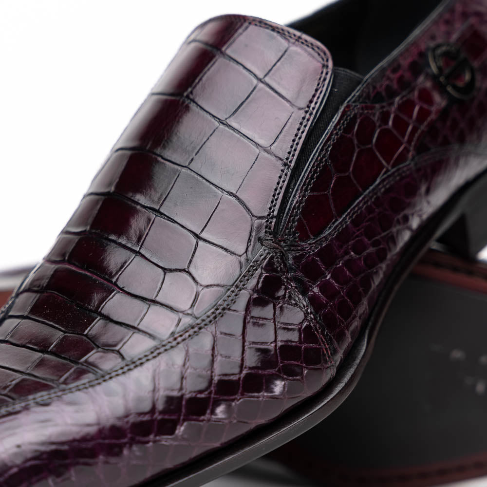Caporicci 203 Alligator Split Toe Loafers Burgundy