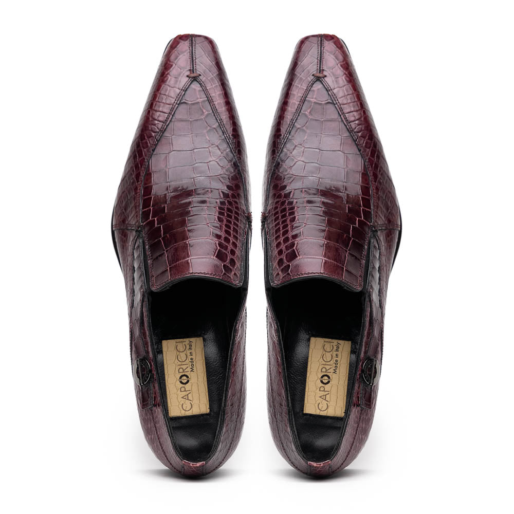 Caporicci 203 Alligator Split Toe Loafers Burgundy