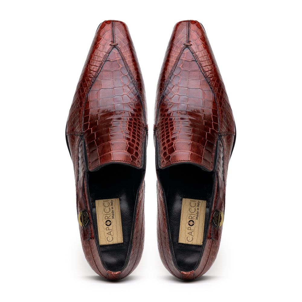 Caporicci 203 Alligator Split Toe Loafers Gold Size 15