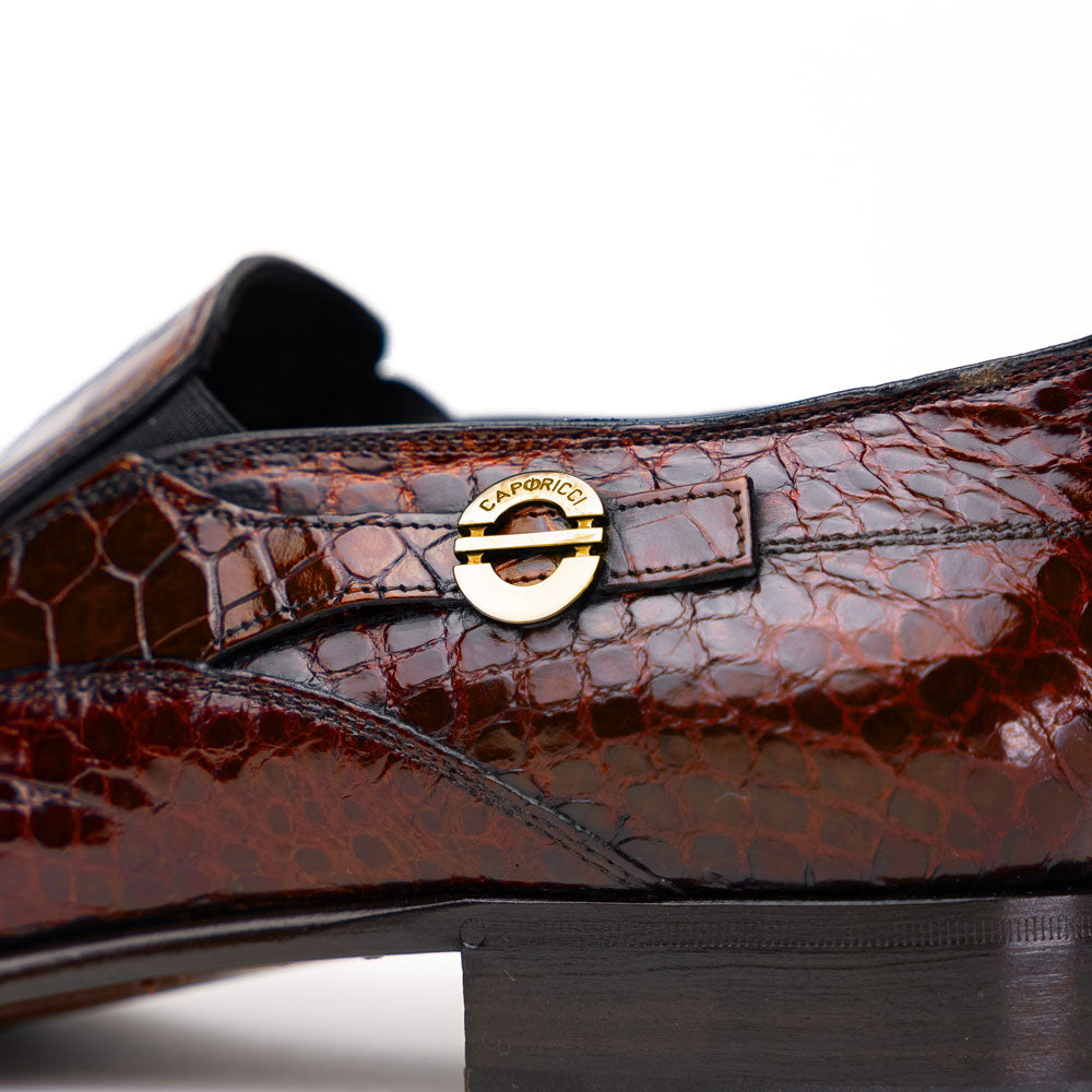Caporicci 203 Alligator Split Toe Loafers Gold Size 15