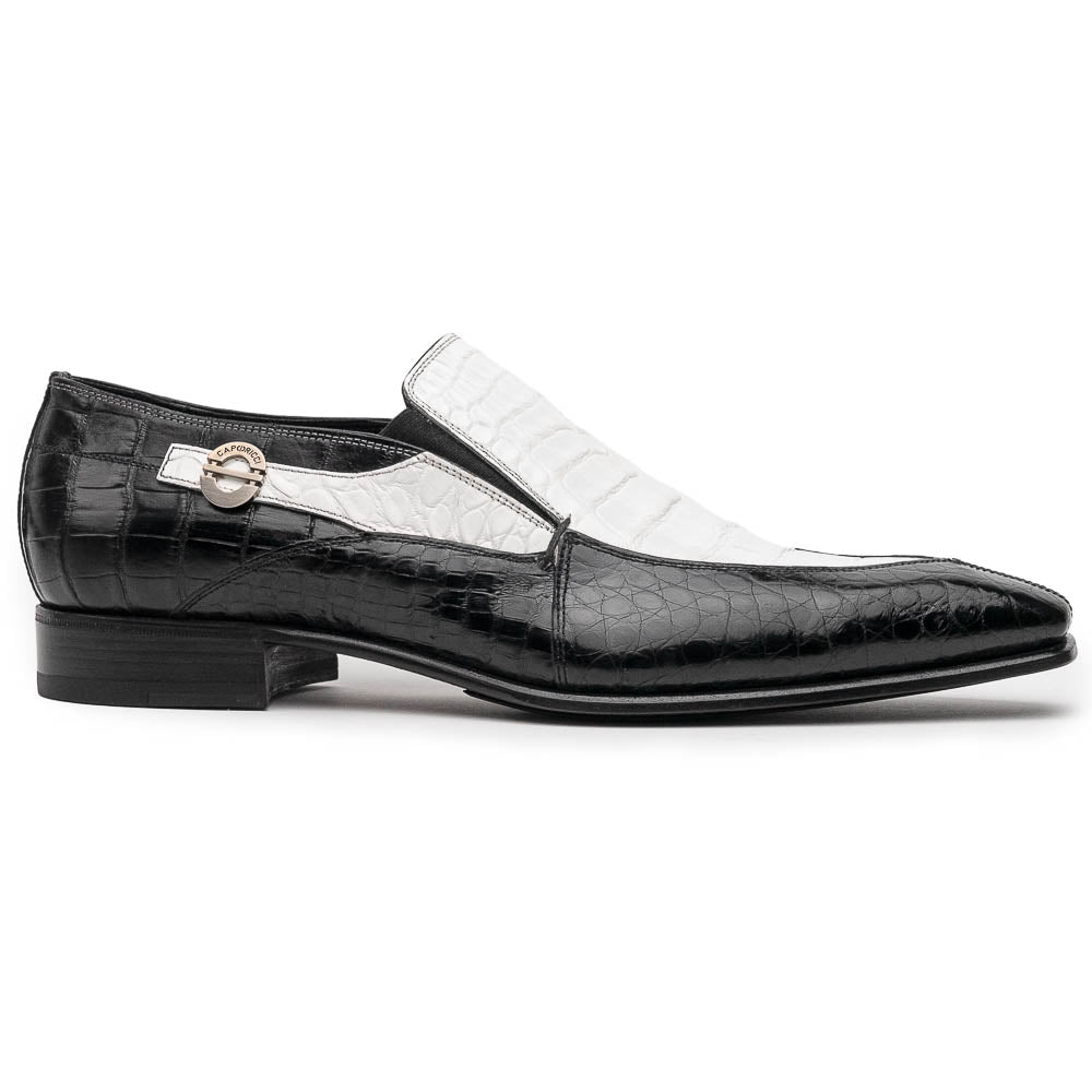 Caporicci 203 Alligator Split Toe Loafers Black / White