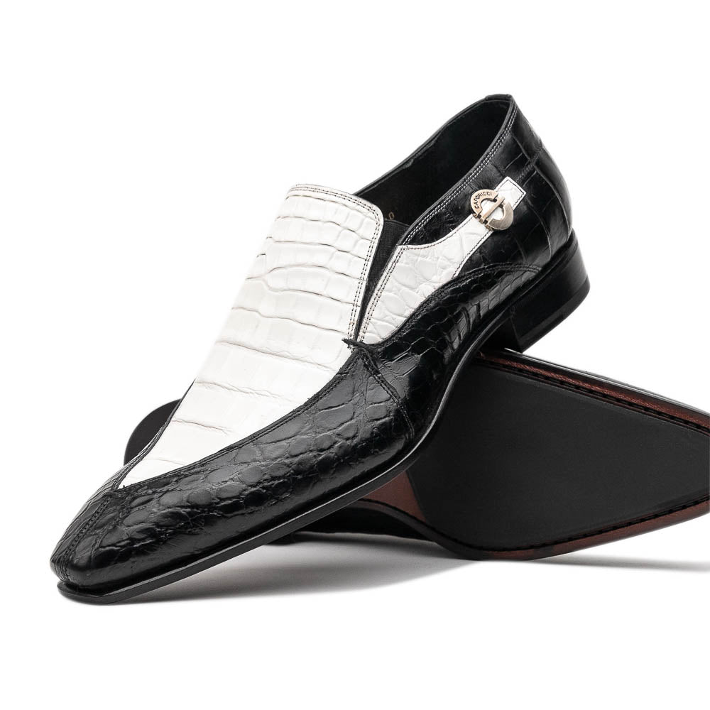 Caporicci 203 Alligator Split Toe Loafers Black / White