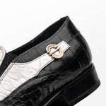 Caporicci 203 Alligator Split Toe Loafers Black / White