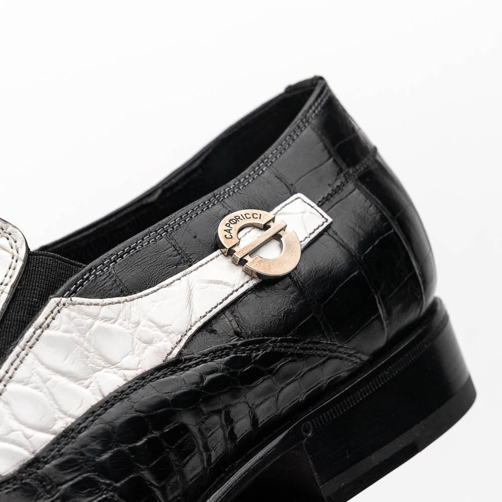 Caporicci 203 Alligator Split Toe Loafers Black / White