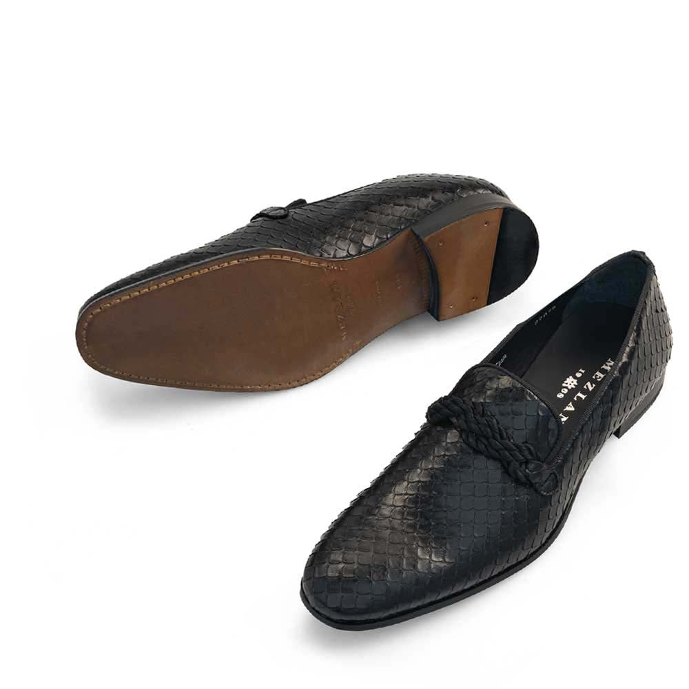 Mezlan Embossed Braid Loafer Black (20757)
