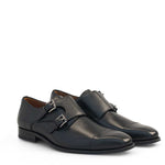 Mezlan Dual-Texture Double Monk Strap Black (20995)