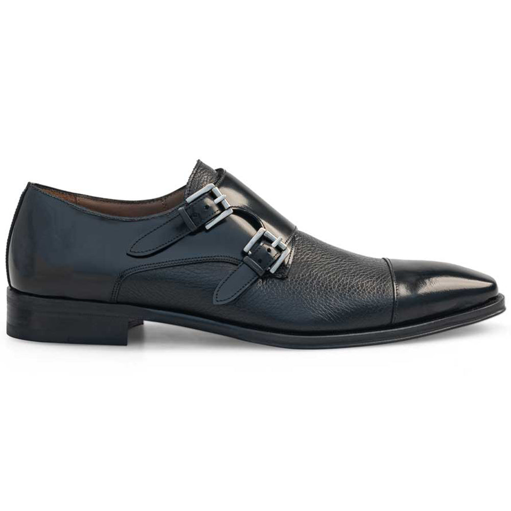 Mezlan Leather Double Monk Strap Black (21191)