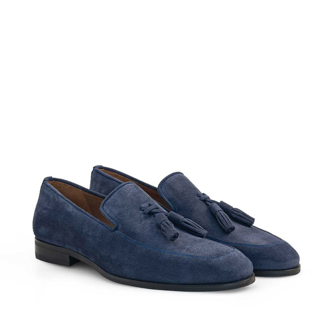 Mezlan Suede Tassel Loafers Navy (21194)