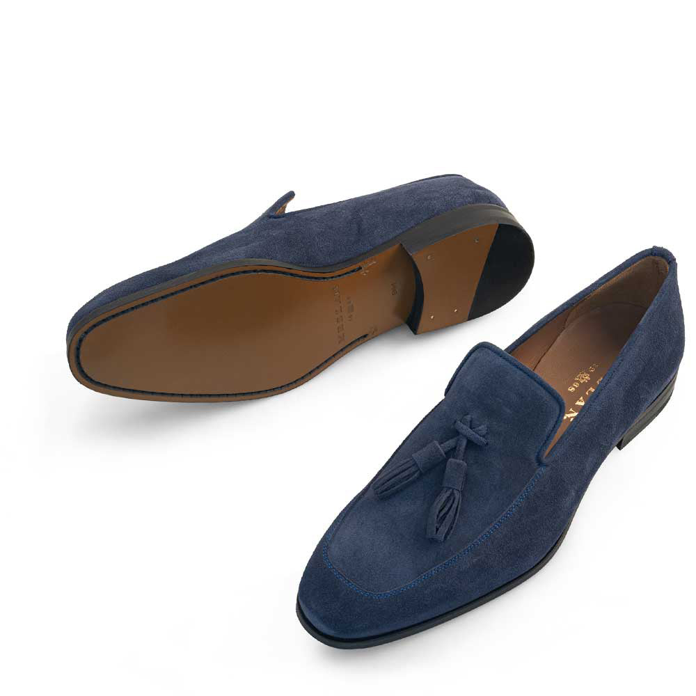 Mezlan Suede Tassel Loafers Navy (21194)