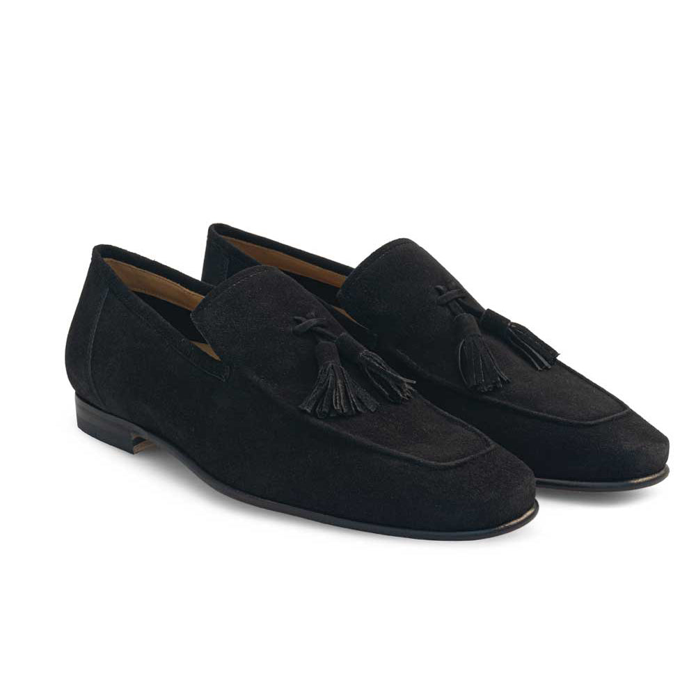 Mezlan Suede Tassel Loafer Black (21254)