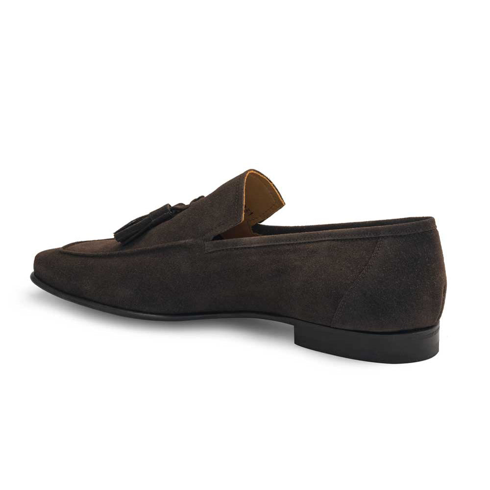 Mezlan Suede Tassel Loafer Dark Brown (21254)