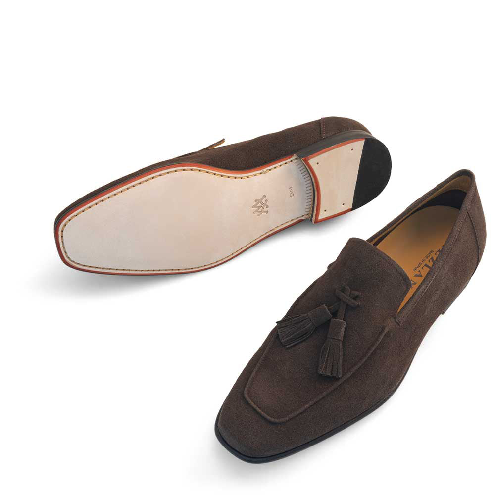 Mezlan Suede Tassel Loafer Dark Brown (21254)
