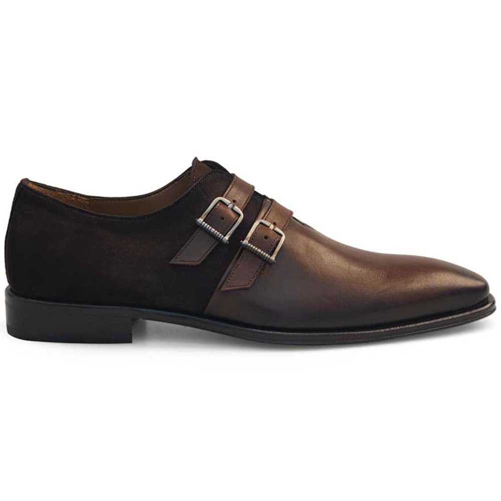 Mezlan Suede & Leather Double Monk Strap Dark Brown (21469)