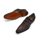 Mezlan Suede & Leather Double Monk Strap Dark Brown (21469)
