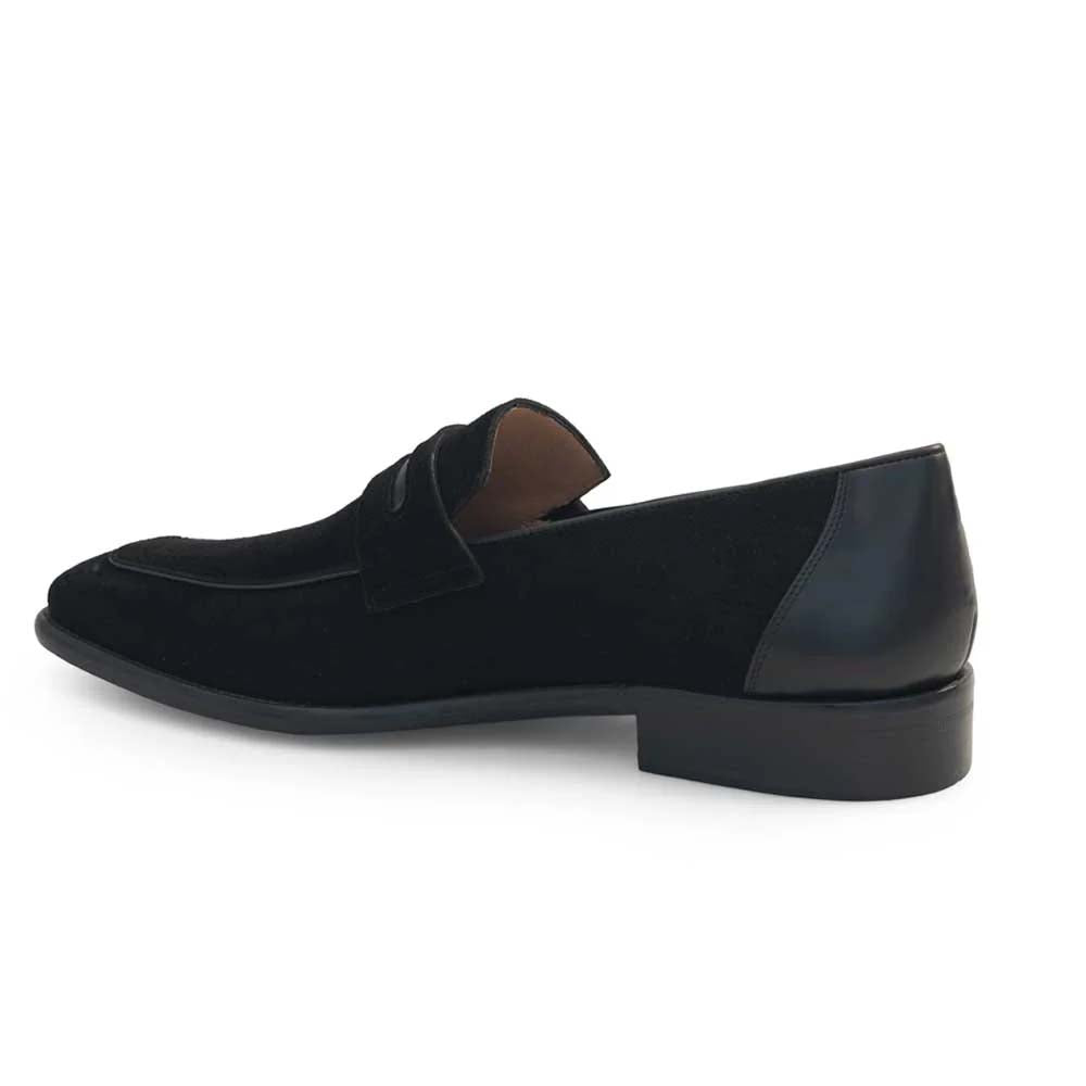 Mezlan Suede Penny Loafer Black (21470)