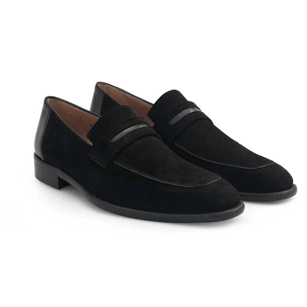 Mezlan Suede Penny Loafer Black (21470)