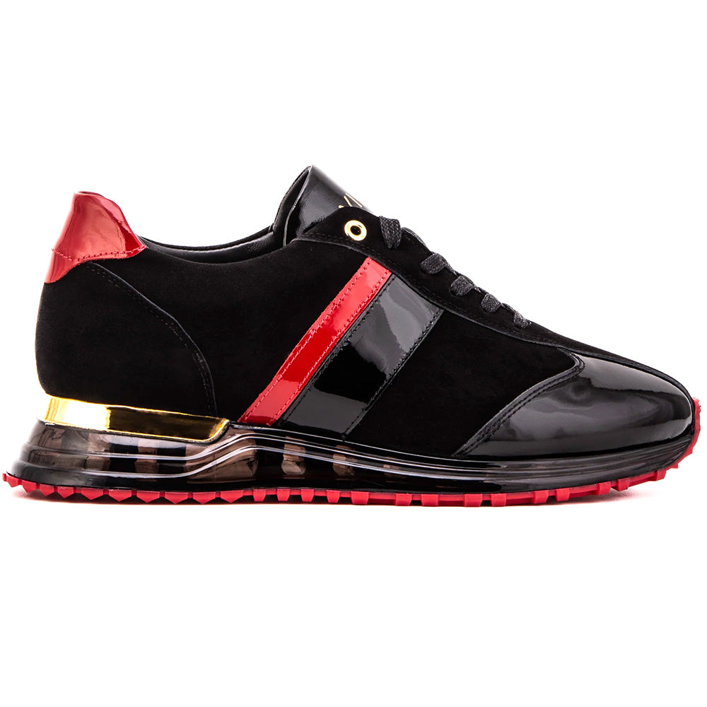 Vinci Leather The Inferno Leather Men Sneaker Black & Red