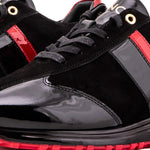 Vinci Leather The Inferno Leather Men Sneaker Black & Red