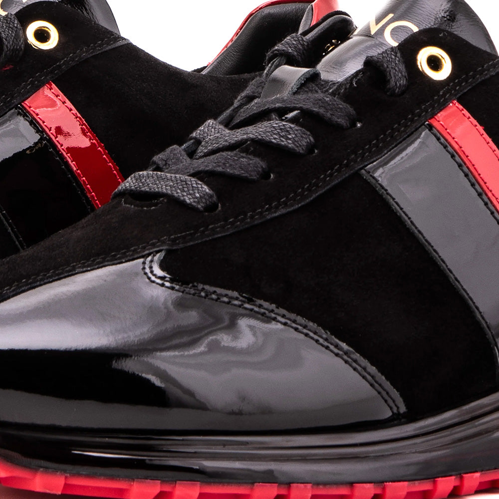 Vinci Leather The Inferno Leather Men Sneaker Black & Red