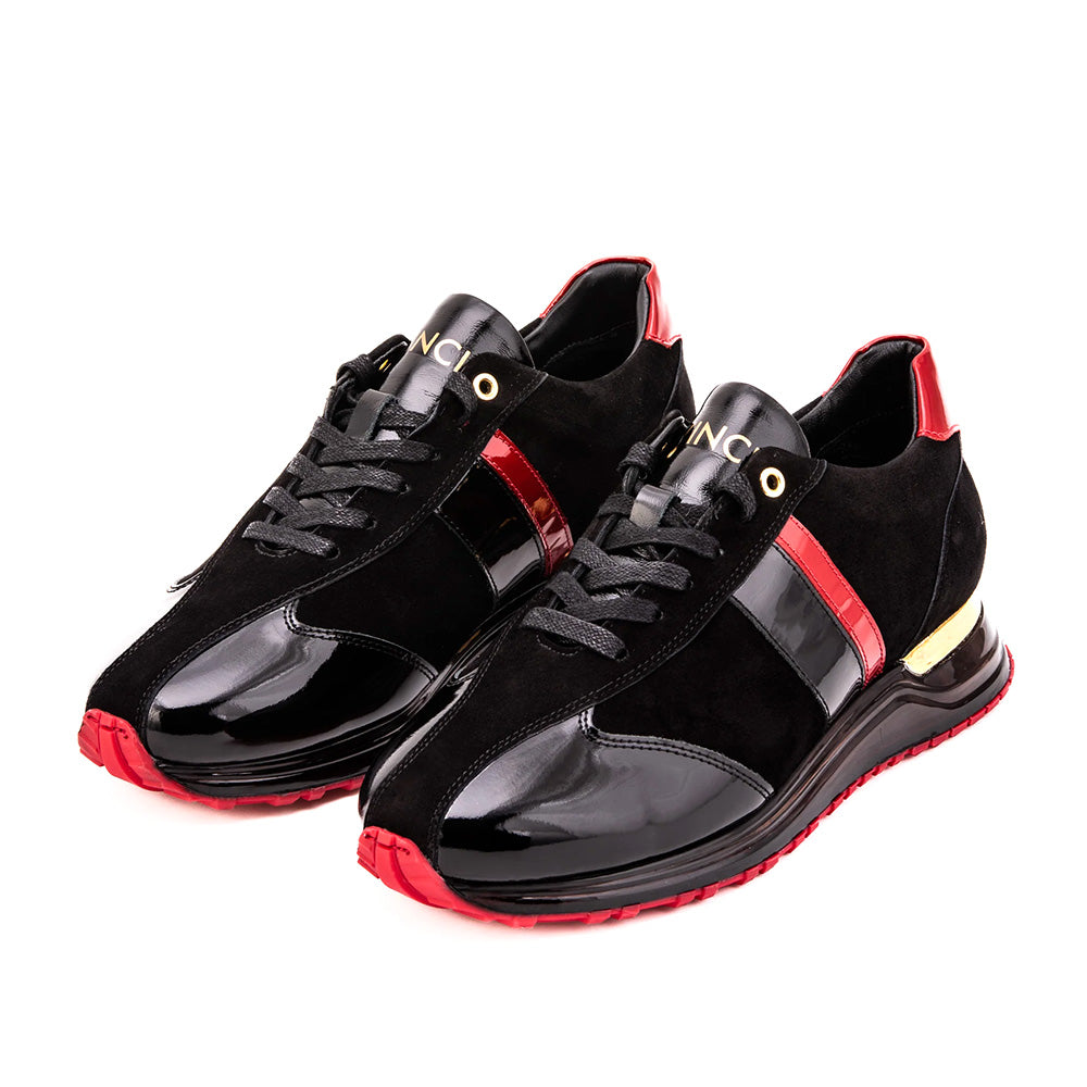 Vinci Leather The Inferno Leather Men Sneaker Black & Red