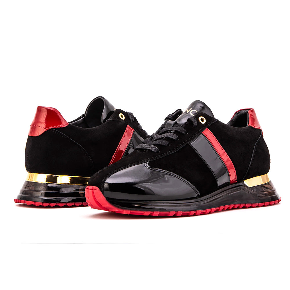 Vinci Leather The Inferno Leather Men Sneaker Black & Red