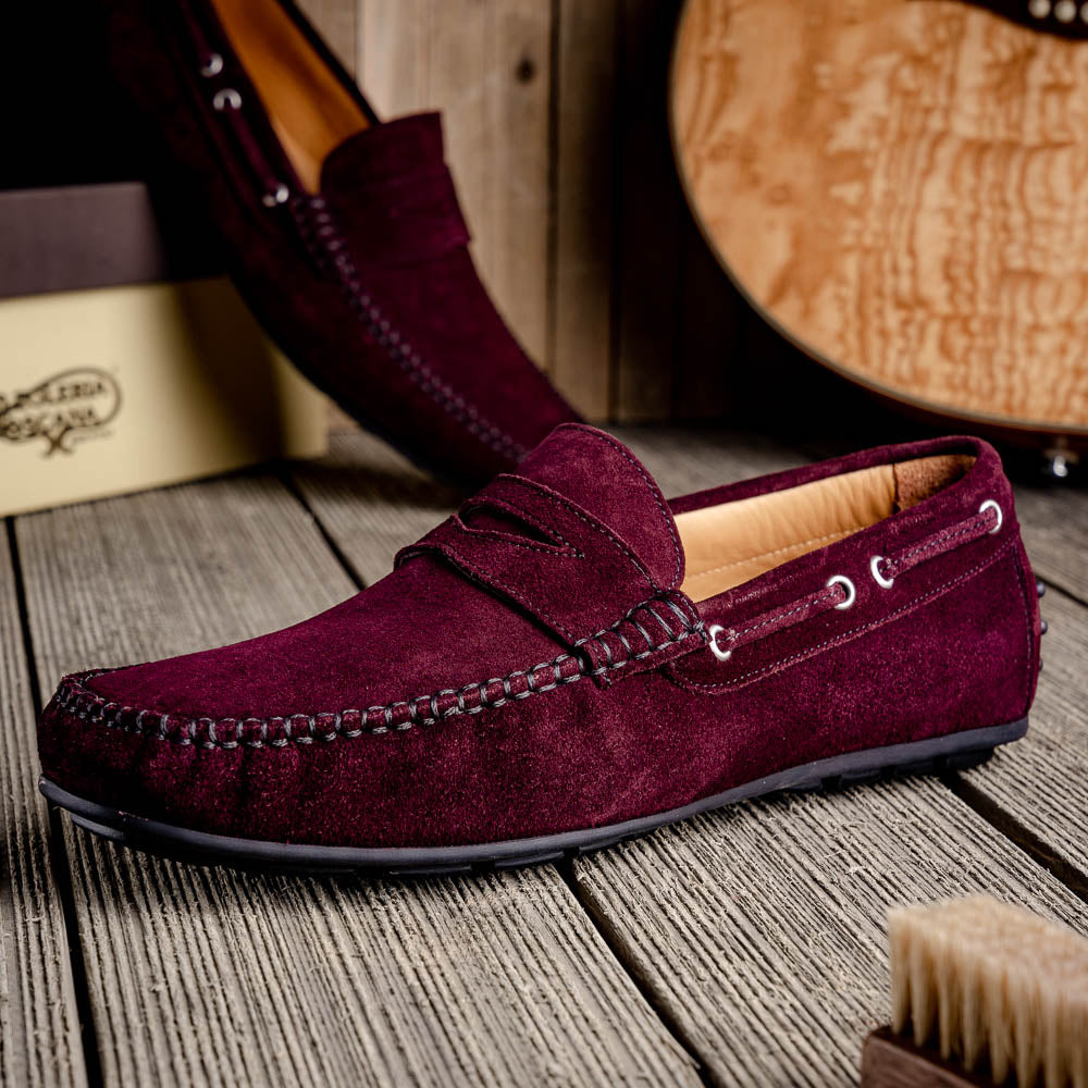 Calzoleria Toscana 2225 Suede Driving Shoes Burgundy