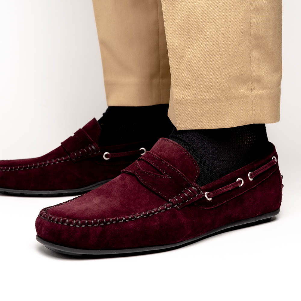 Calzoleria Toscana 2225 Suede Driving Shoes Burgundy