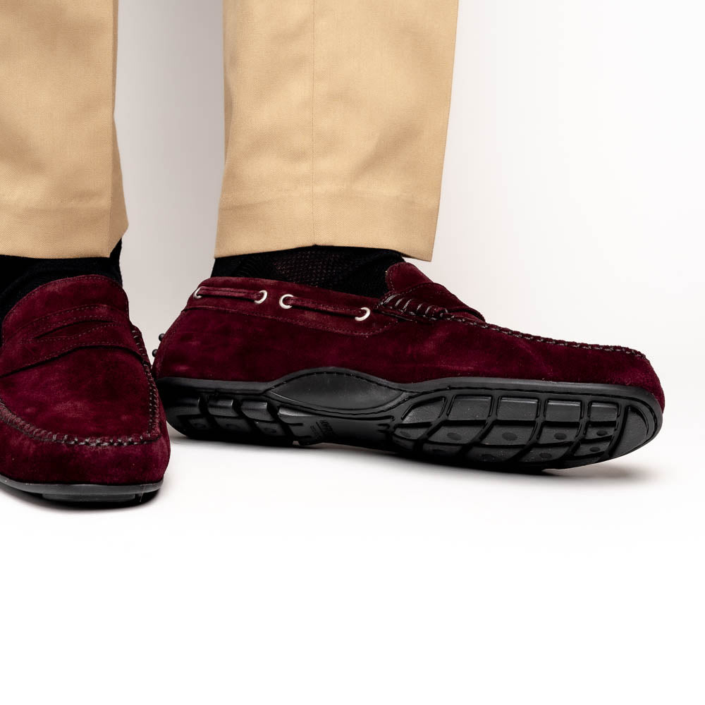 Calzoleria Toscana 2225 Suede Driving Shoes Burgundy