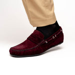 Calzoleria Toscana 2225 Suede Driving Shoes Burgundy