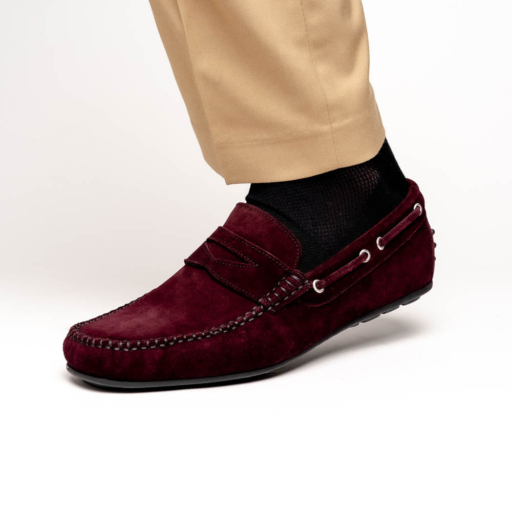 Calzoleria Toscana 2225 Suede Driving Shoes Burgundy